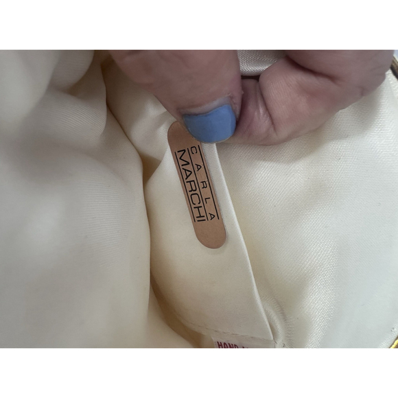 Carla Marchi White Sequin Clutch Bag Purse With Metal Strap Vintage - Picture 8 of 8